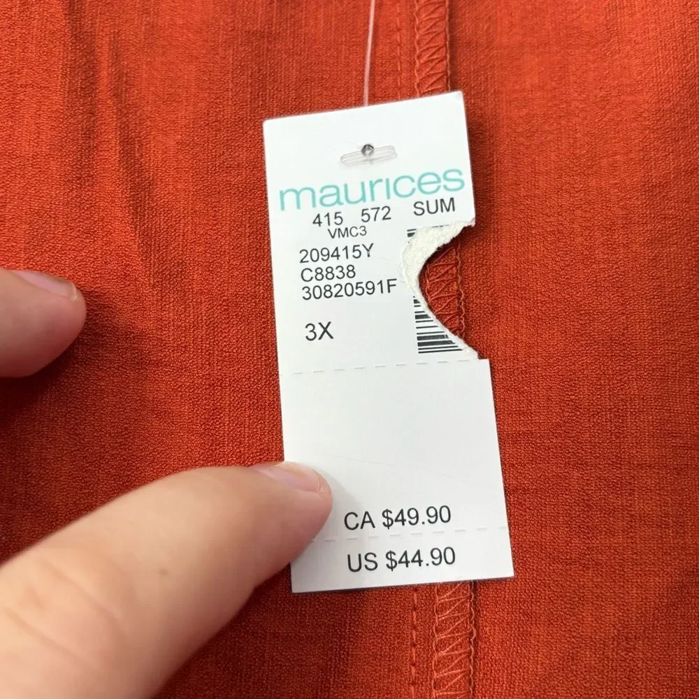 Maurices Burnt Orange One Button Boyfriend Style Blazer Lightweight NWT 3X‎